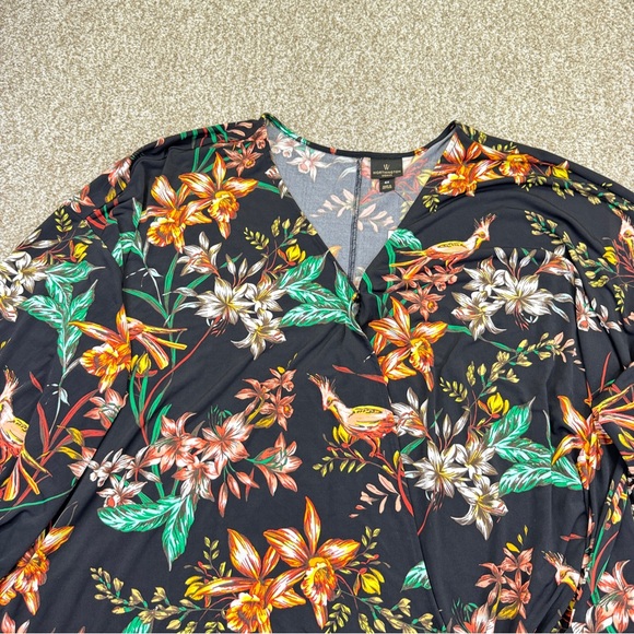 NEW Worthington Black Floral Wrap Blouse Womens Size 4X Stretch - Picture 5 of 16
